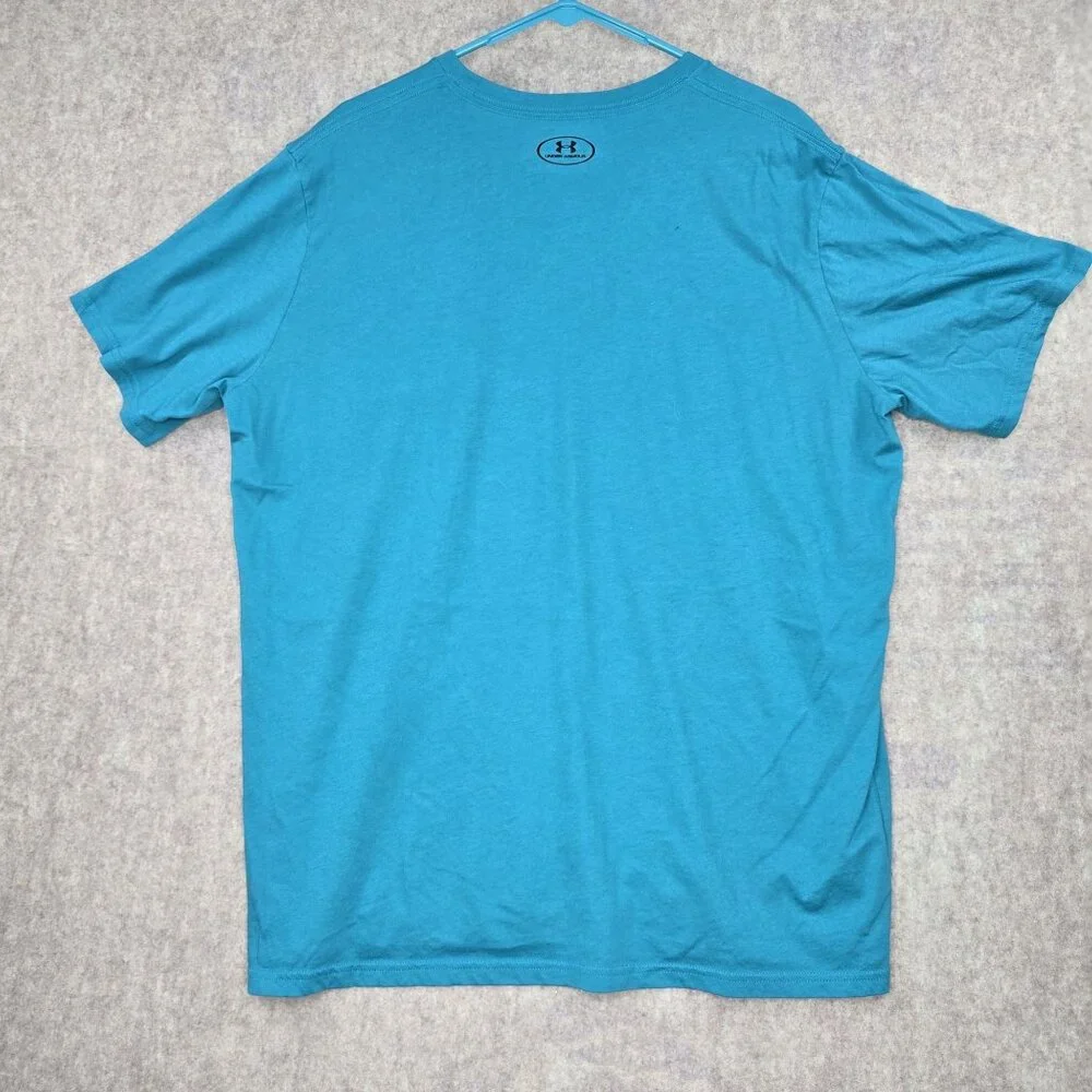 Under Armour Mens HeatGear Loose Fit Blue T-Shirt Size 2XL Cotton-Blend - Picture 2 of 5